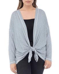 Cecile Striped Tie-Front Cardigan