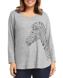 Zebra-Print Brushed Sweater