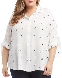 Embroidered Star Tie-Sleeve Shirt