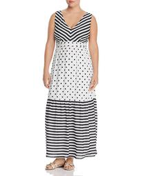 Stripe-Dot Maxi Dress