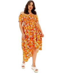 Floral Crinkle Shirred Maxi Dress