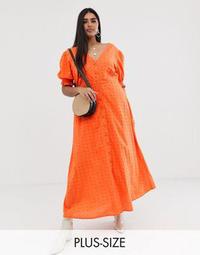 Neon Rose Plus button front maxi dress in broderie
