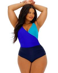 Beach to Beach Color Block Wrap Over Swimsuit