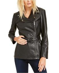 INC Belted Faux-Leather Moto Jacket, Created For Macy's