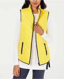 Contrast-Trim Zip-Front Vest, Created for Macy's