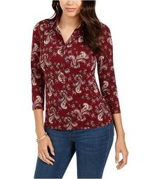 Printed 3/4-Sleeve Polo Top, Created for Macy's