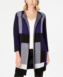 Colorblocked Open-Front Cardigan