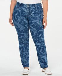 Plus Size Printed Straight-Leg Jeans, Created for Macy's