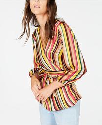 INC Striped Wrap Top, Created for Macy's