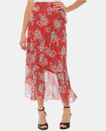 Tiered Floral Mesh Wrap Skirt