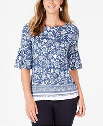 Printed Bell-Sleeve Top, Created for Macy's