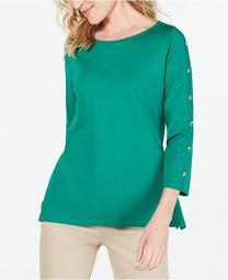 Supima® Cotton Embellished Top, Created for Macy's