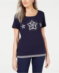 Cotton Star-Print Top, Created for Macy's