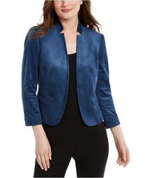 Faux-Suede Stand-Collar Kiss-Front Jacket