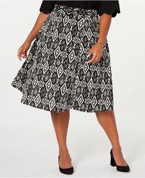 Trendy Plus Size Belted Midi Skirt