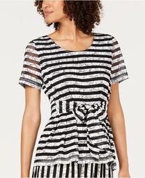 Textured Striped Tie-Waist Top, Created For Macy's