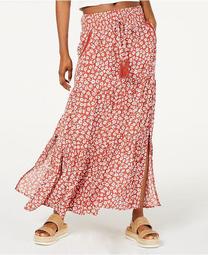 Juniors' Printed Smocked-Waist Maxi Skirt, Created for Macy's