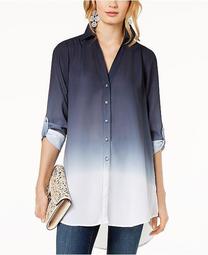 INC Dip-Dyed Button-Front Tunic, Created for Macy's