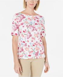 Floral-Print Boat-Neck Top, Created for Macy's