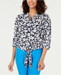 Printed Tie-Front Shirt, Created for Macy's