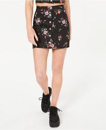 Juniors' Printed Button-Front Mini Skirt, Created for Macy's