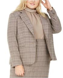 Trendy Plus Size One-Button Plaid Blazer, Created for Macy's
