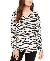 V-Neck Animal-Print Top, Created for Macy's
