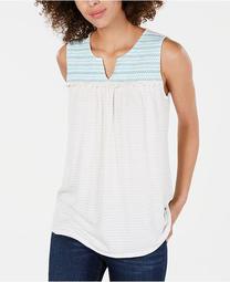 Embroidered-Yoke Ruffle-Trim Top, Created for Macy's