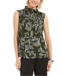Printed Smocked Mock-Neck Top, Created for Macy's