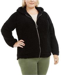 Trendy Plus Size Hooded Fleece Jacket