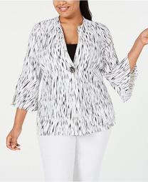 Plus Size Textured Bell-Sleeve Jacket, Created for Macy's