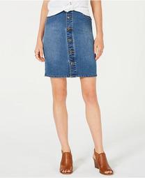 Petite Button-Down Denim Skirt, Created for Macy's
