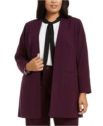 Plus Size Collarless Topper Jacket