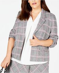 Trendy Plus Size Open-Front Plaid Jacket, Created for Macy's