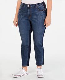 Plus Size Tummy-Control Slim-Leg Two Tone Jeans, Created for Macy's