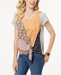 Patchwork-Print Side-Tie Top, Created for Macy's