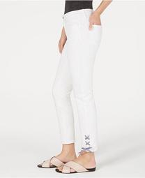 Petite Lace-Up Tummy-Control Jeans, Created for Macy's
