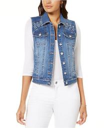 INC Lace-Up Denim Vest, Created for Macy's