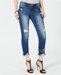 INC Curvy-Fit Embellished Ripped Ankle Jeans, Created for Macy's