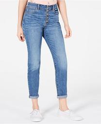 Juniors' High-Rise Button-Fly Straight-Leg Jeans