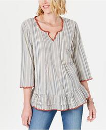 Cotton Striped Ruffle Top, Created for Macy's