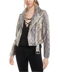 Snake-Print Faux-Leather Jacket, Created for Macy's