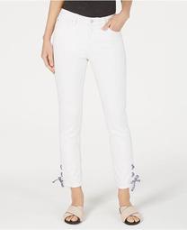 Gingham Lace-Up Skinny Jeans, Created for Macy's