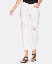 Cropped White Ripped Jeans