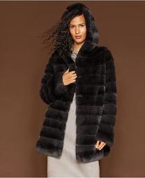 Reversible Rabbit Fur Coat