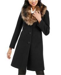 Faux-Fur-Trim Coat, Created for Macy's