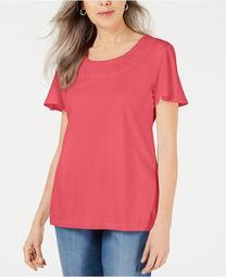 Braided-Neck T-Shirt, Created for Macy's