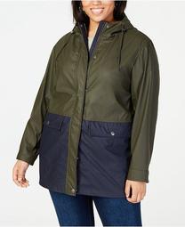 Trendy Plus Size Colorblocked Rain Jacket