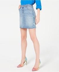 INC Sparkle-Side Jean Skirt, Created for Macy's