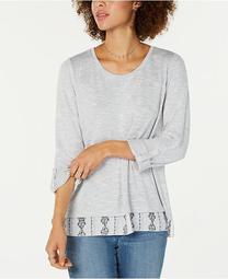 Layered-Look Roll-Tab Top, Created for Macy's